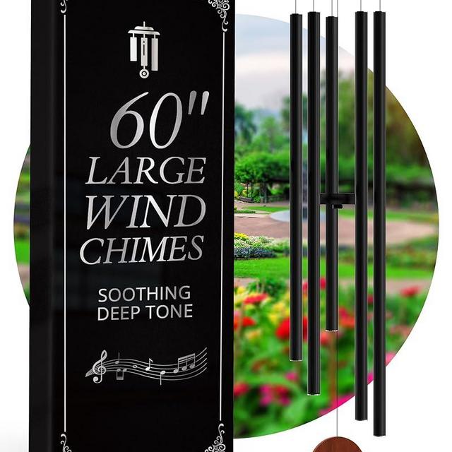 60" Extra Large Wind Chimes for Outside Deep Tone - Soothing Deep Tone Wind Chimes Outdoor Unique, Big Deep Tone Wind Chimes for Outside, Huge Long Windchimes Outdoors Deep Tones