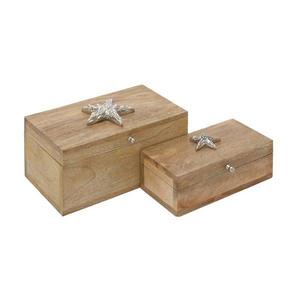 2 Piece Wood and Metal Box Set