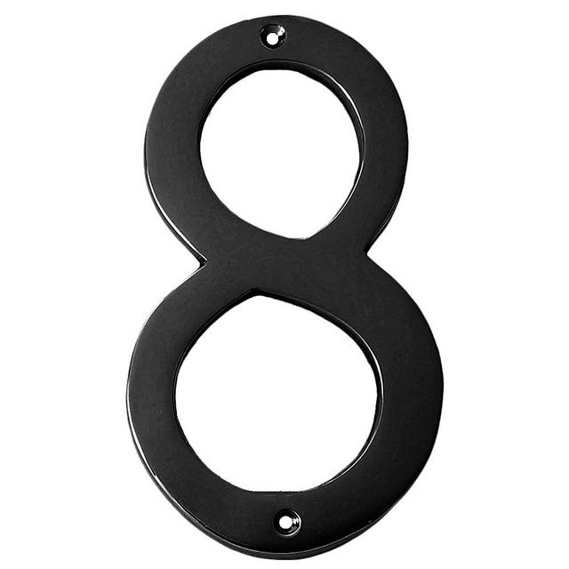 Motif 4-Inch Solid Brass-Black Satin Finish, Mailbox Address Home Numeral/Address Sign House Number for Outside, House Number Sign (Number 8)