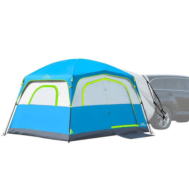 JELUCAMP SUV Tents for Camping 6 Person Waterproof, Car Family Camping Tent with Tailgate Attachment for SUV, Jeep, Truck with Cap, Easy Setup Large Tent for Outdoor Camping