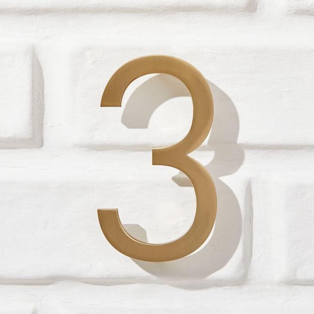 Modernist House Numbers, Antique Brass, #3