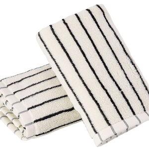 HEAVYWOOD Hand Towels Set of 2 Striped 100% Cotton Reversible, Soft & Absorbent Decorative Hand Towel for Bathroom Clearance (White/Black Stripe, 2Packs)