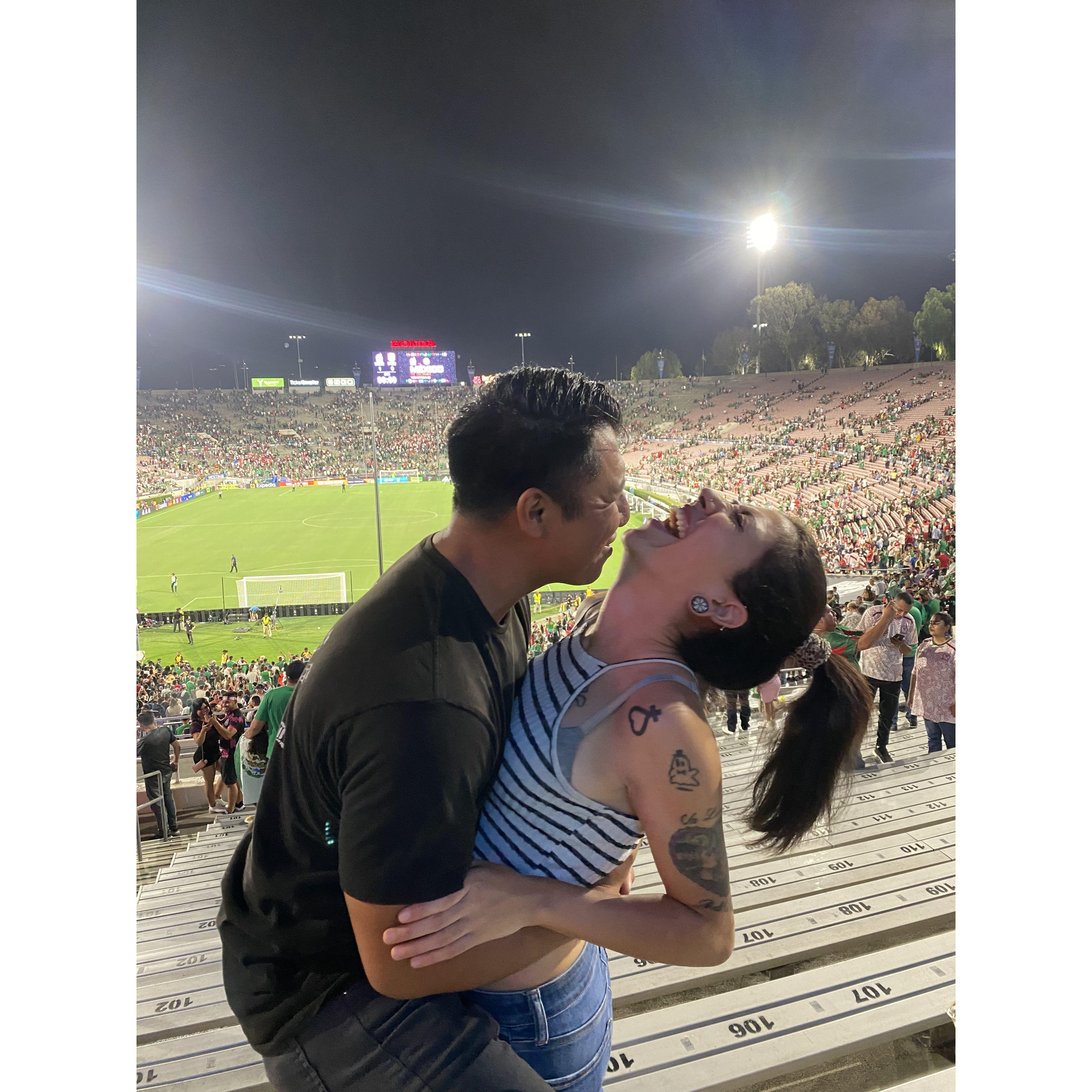 Layla's first soccer game.