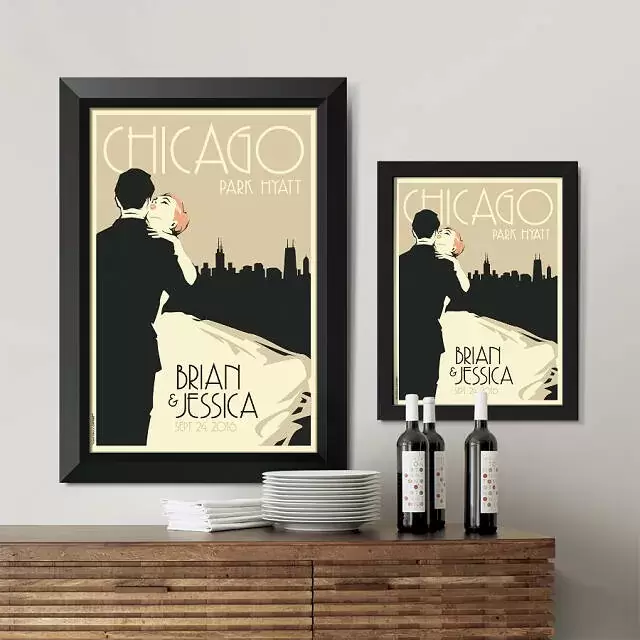 Customized City Skyline Wedding Art
