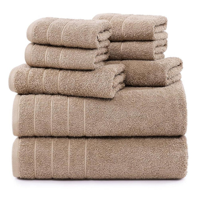 Casa Platino Towels, 8 Piece Towel Set, 2 Large Bath Towels (30"x 60"), 2 Hand Towels & 4 Washcloths, 100% Ring Spun Cotton Bathroom Towels, Highly Absorbent Towels Set, Quick Dry Towels - Tawny Brown
