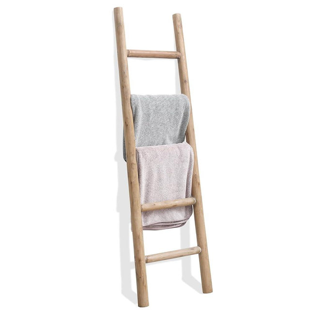 SwallowLiving 57in Blanket Ladder, Solid Wood Towel Ladder, Rustic Decorative Ladder for Blankets, Farmhouse Wooden Quilt Rack for Living Room & Bathroom
