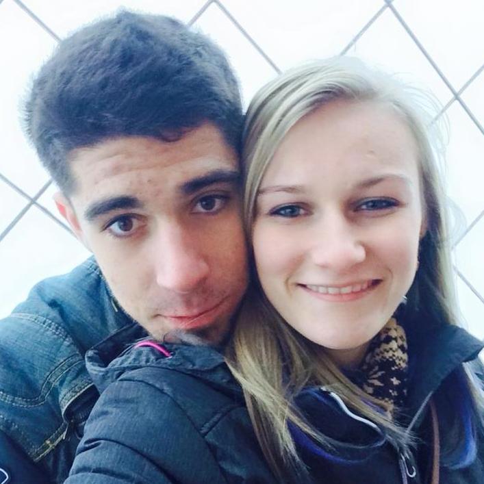 On top of the Eiffel tower in Paris, France.