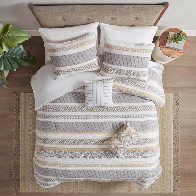 5pc Full/Queen Sadie Cotton Comforter Set - Yellow/Charcoal
