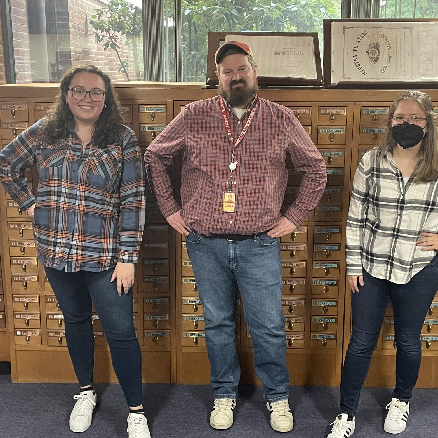 Our first photo together, in fall 2022 (well before we started dating). It was “Dress Like Chris” Day at work.