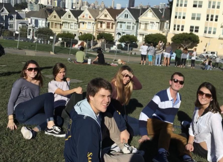 Senior trip visiting the full house set!