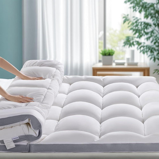 LIANLAM Memory Foam Mattress Topper Queen with Breathable Air Mesh Sides,1700GSM Ergonomic Mattress Pad for Back Pain, Extra Thick Cooling Pillow Top with 6"-18" Deep Pocket(60"x80")
