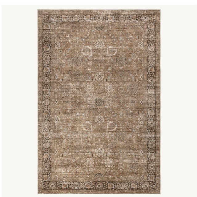 Bayberry Spill Proof Vintage Washable Rug | Light Brown