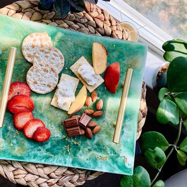 Large Jade & Gold Marbled Platter