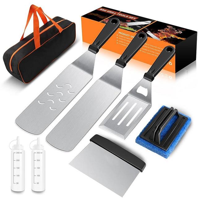 Griddle Accessories Kit, 8pcs Blackstone Accessories Kit for Blackstone and Camp Chef, Professional Griddle Accessories Kit with Spatula & Carry Bag for Great for Outdoor BBQ, Teppanyaki and Camping