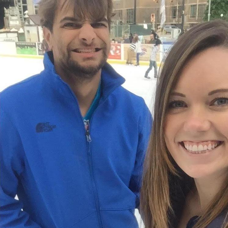 Teaching Shane how to ice skate