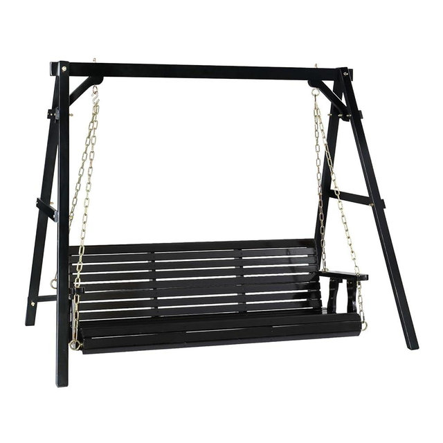 VINGLI 5 FT Outdoor Porch Swing with Frame, Heavy Duty 880 LBS Patio Hanging Swing with Stand for Backyard & Garden, Black