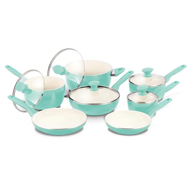GreenPan Rio 12pc Ceramic Non-Stick Cookware Set, Turquoise -