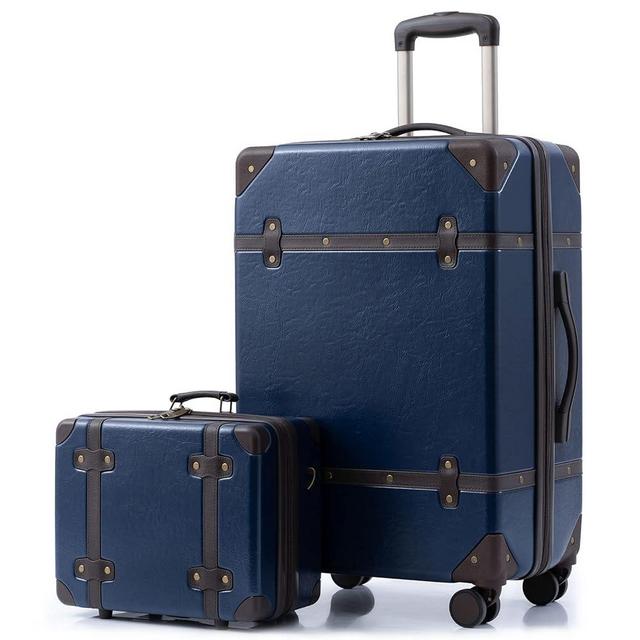 universal trotter Vintage Look Hardside Double Spinner Wheel Luggage Set, 2 Pieces, with TSA Lock, Lightweight yet Durable