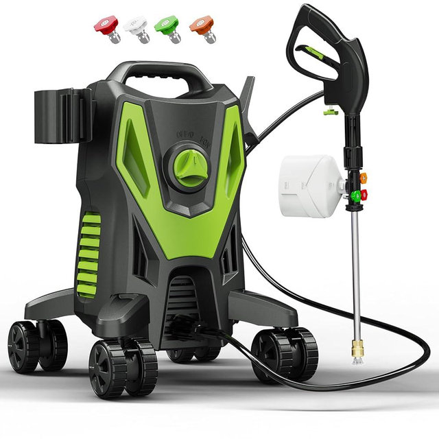 QIOMALA 4800PSI PowerWasher with 4 Quick Connect Nozzles, Foam Cannon for Car, Lane, Patio Cleaning