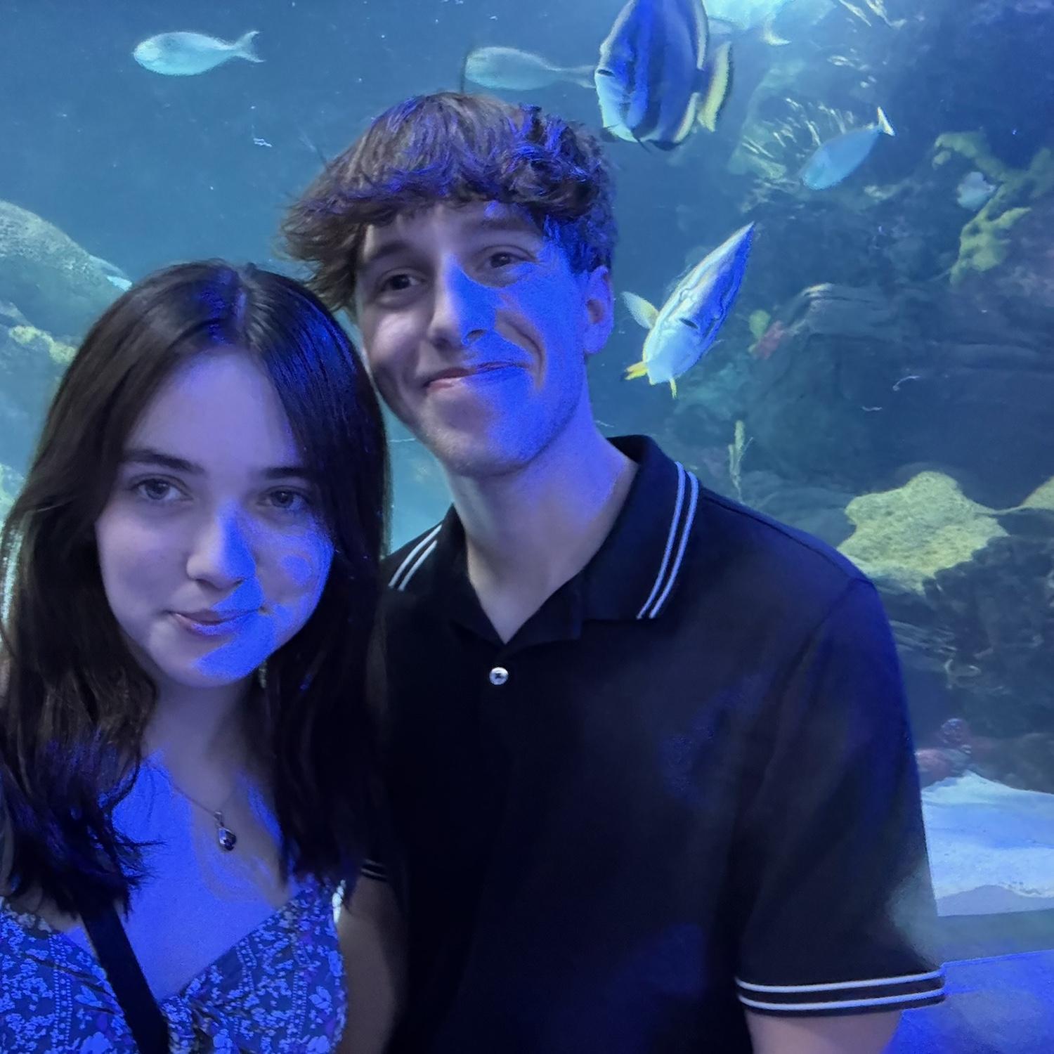 Heather surprised Zeke with a trip to the Aquarium in Virginia Beach