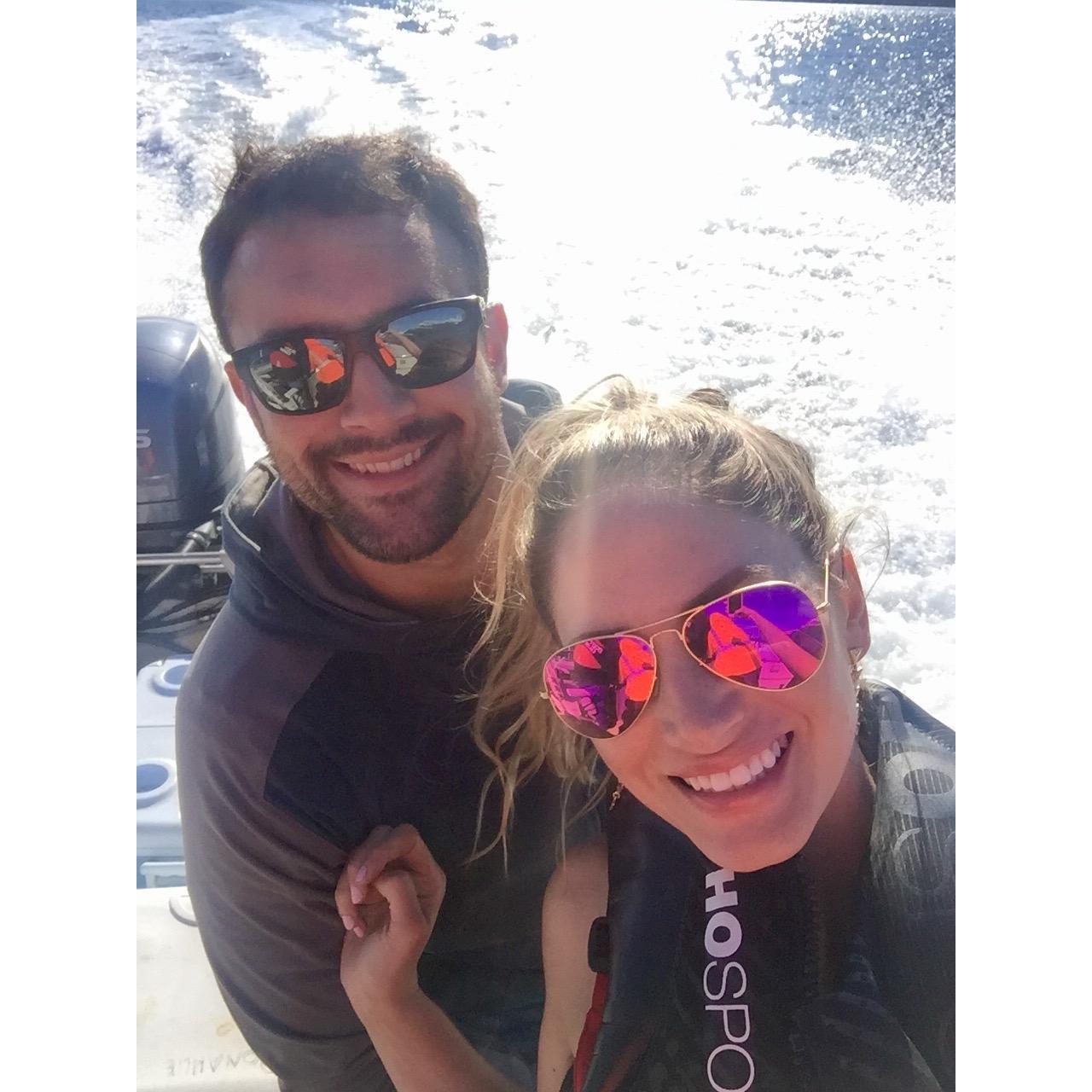 Shrimpin' in Capt. Chuck's boat