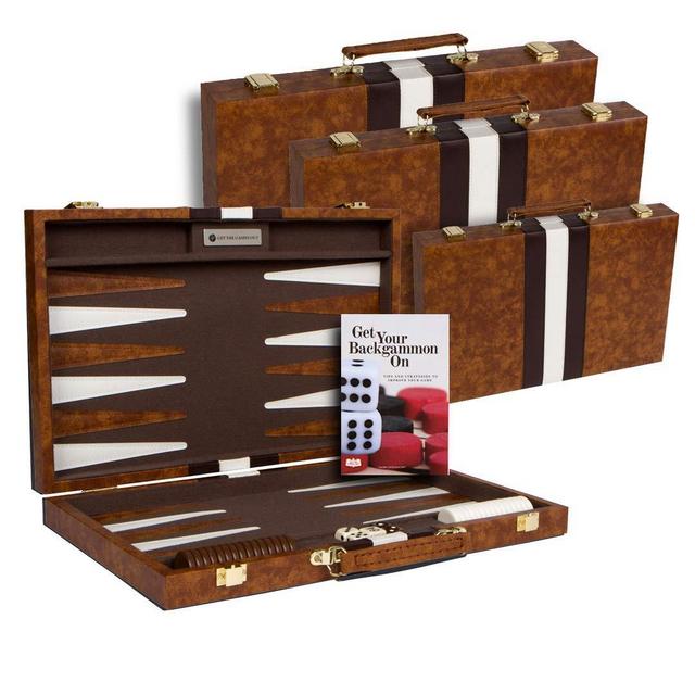 8 months and up - Get The Games Out Top Backgammon Set - Classic Board Game Case - Best Strategy & Tip Guide - Available in Small, Medium and Large Sizes (Brown, Medium)
