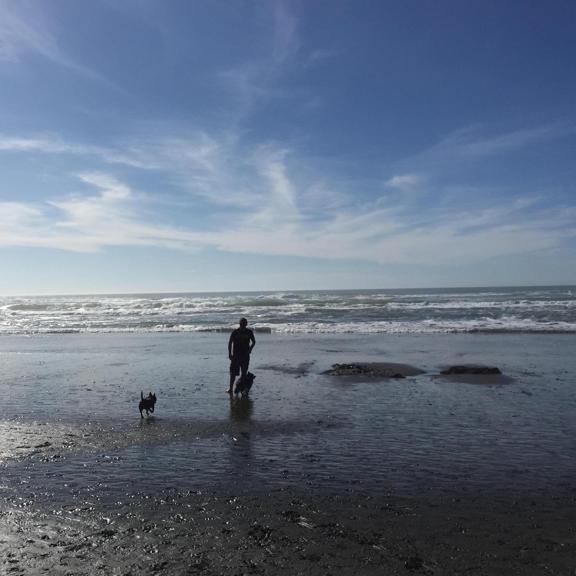 My favorite picture of Scotty with the girls. This was the first time we went to Fort Funston together.