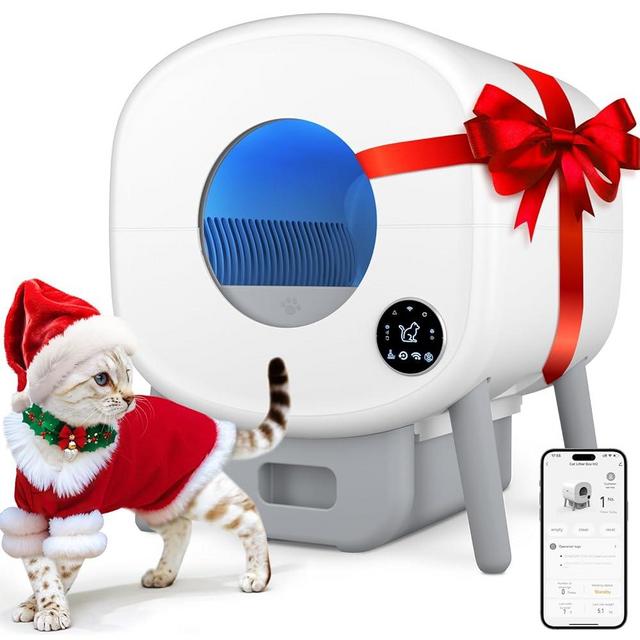 Cumrige Self Cleaning Litter Box, 95 L Automatic Cat Litter Box Self Cleaning for Multiple Cats, with Safety Protection, App Control,2 Roll Garbage Bags