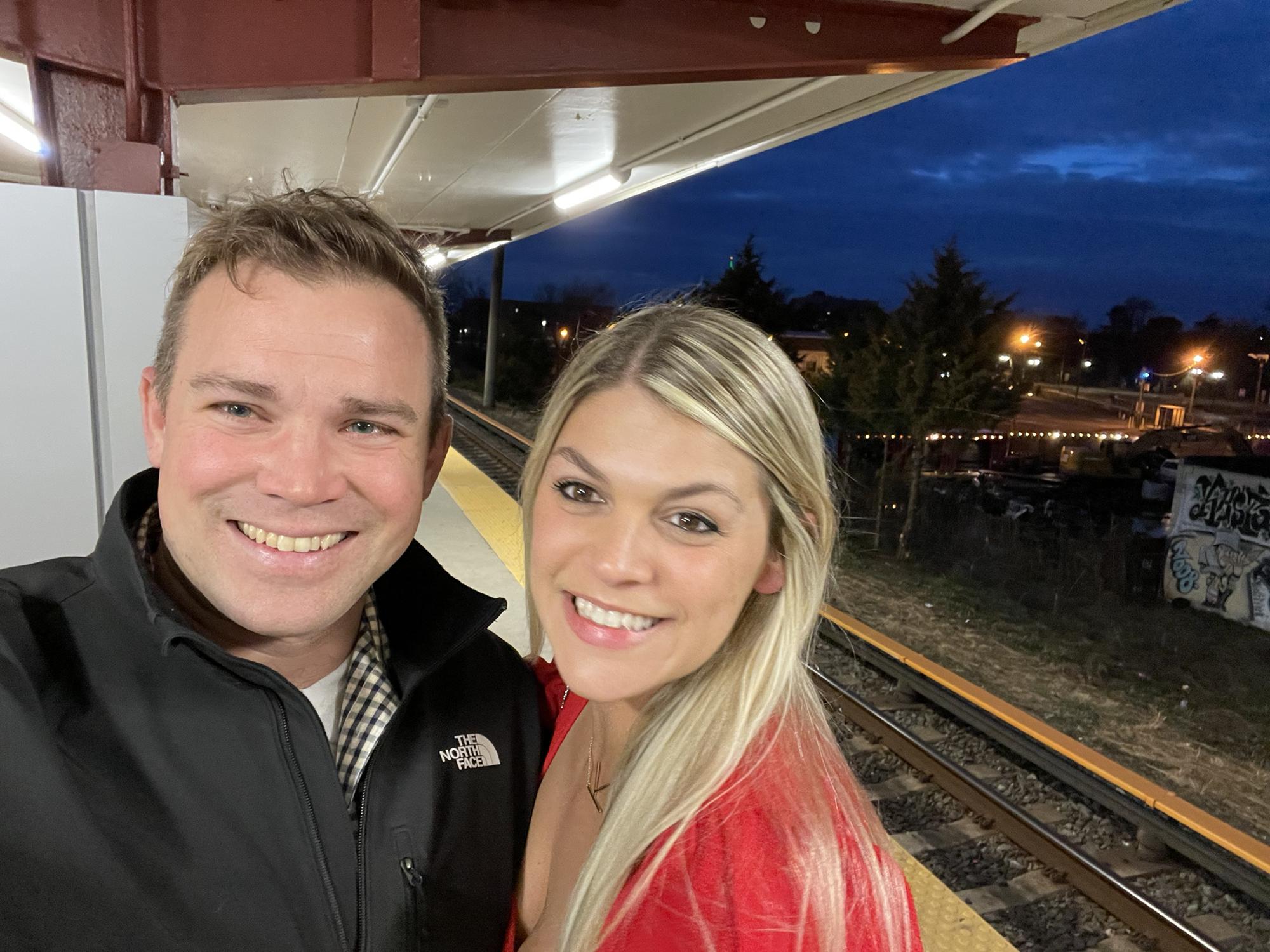 Taking the train into the city for dinner