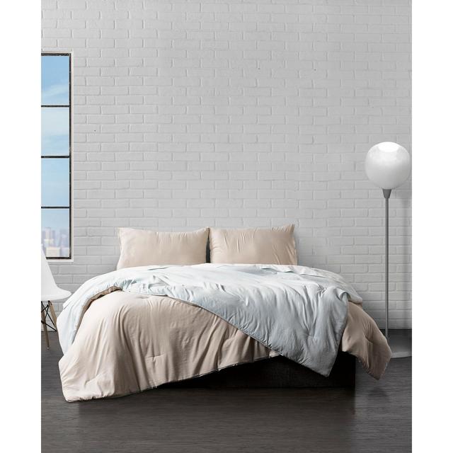 Reversible Brushed Microfiber Plush Down-Alternative Comforter 3 Piece Set - King