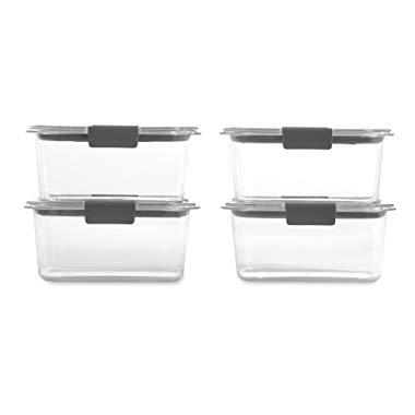 Rubbermaid Brilliance Food Storage Container, BPA-Free Plastic, Medium Deep, 4.7 Cup, 4-Pack, Clear