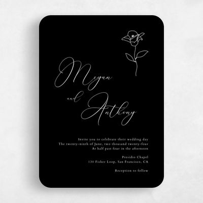 Black Rounded Wedding Invitation - Belencito Classic