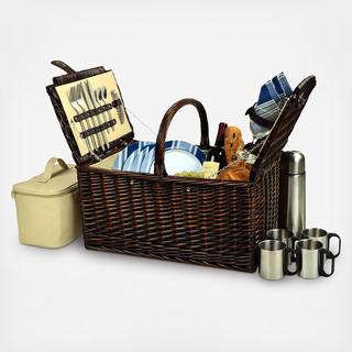 4-Person Buckingham Picnic Basket with Coffee Set