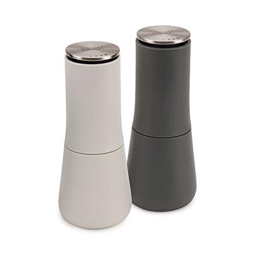 Joseph Joseph 95036 Milltop Salt and Pepper Grinder Set with Adjustable Grind Size Coarseness, 2-piece, Dark Gray/White