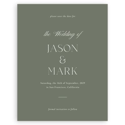 Dark Sage, Green Wedding Digital Save the Date - Gavin Portrait