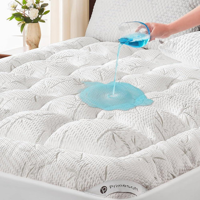 PRIMESOFT 100% Waterproof King Size Mattress Topper, Thick Pillow Top Mattress Pad，Up to 21 Inch Deep Pocket,Soft Breathable Mattress Pad for Back Pain, Protector Cover(White)