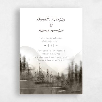 Dark Taupe, Grey Wedding Invitation - Grove Portrait
