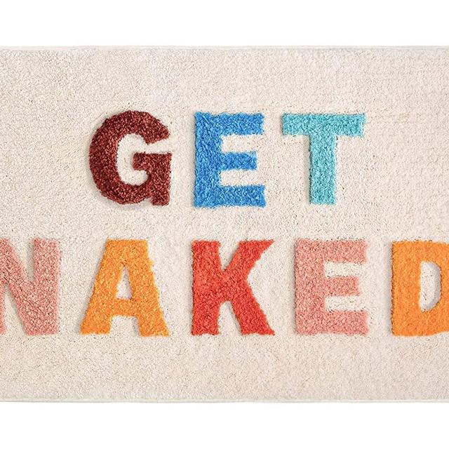 UIOIU Get Naked Bath Mat Cute Bathroom Rugs Pink Bath Mat for Bathroom Decor Funny Bath Mat Non Slip Thick Microfiber Bath Rug Machine Washable 31 x 20 Inch, Multicolor