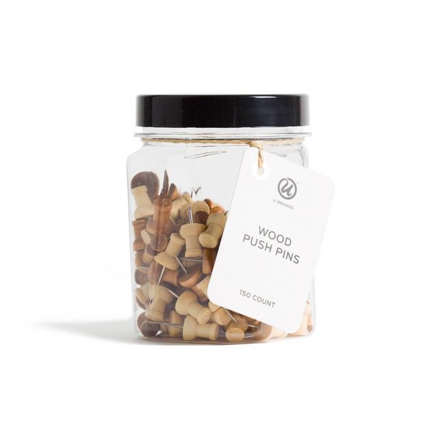 U-Brands 150ct Wooden Push Pins with Jar