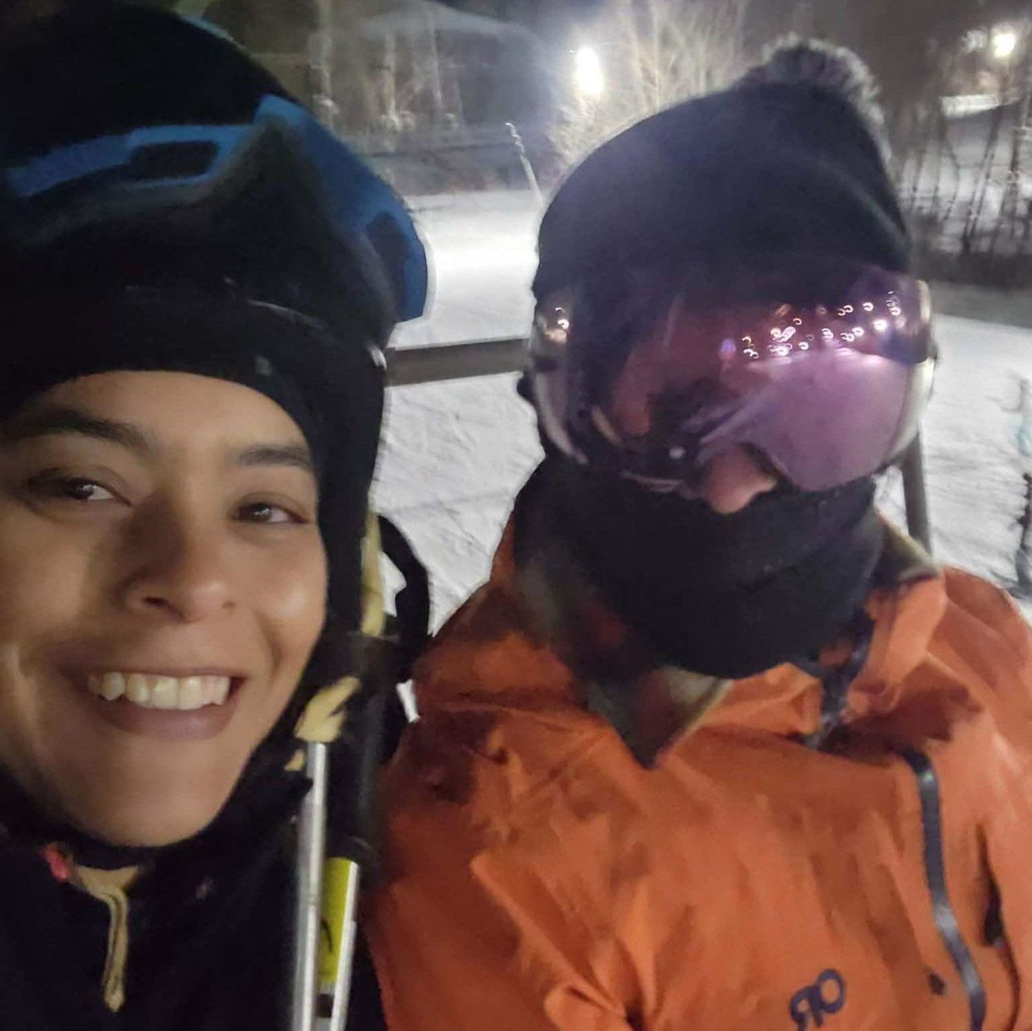 On the ski lift