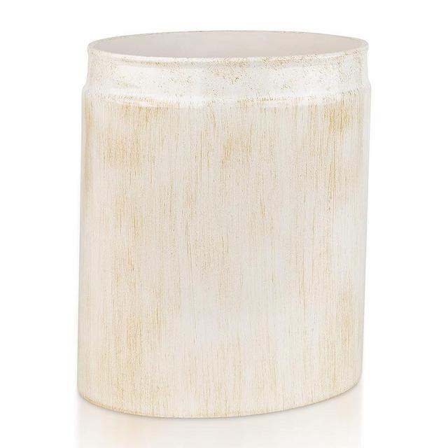 Rustic Luxe Small Bathroom Trash Can - Beige Bathroom Garbage Can For Farmhouse Decor - Small Waste Basket For Bathroom and Bedroom - Space Efficient Bathroom Trash Bin with a Modern Rustic Look