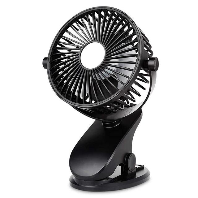 Clip on fan, Stroller Fan for Baby, Mini USB Portable Fan for Bed, Travelling with Rechargeable 2500mA Battery 360° Rotation