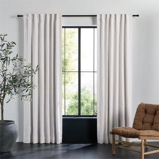 European Flax Certified Textured Linen Blackout Window Curtain Panel