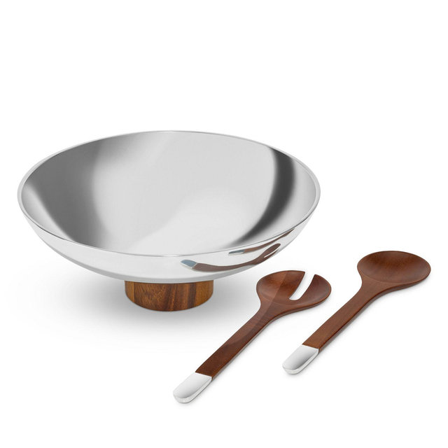 Nambé Pinnacle Salad Bowl with Servers - Exclusive