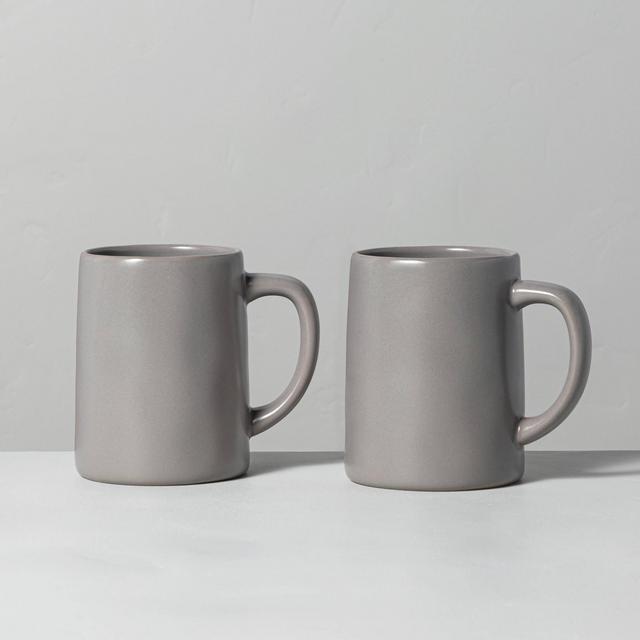 2pk Stoneware Mug Set Matte Gray - Hearth & Hand™ with Magnolia