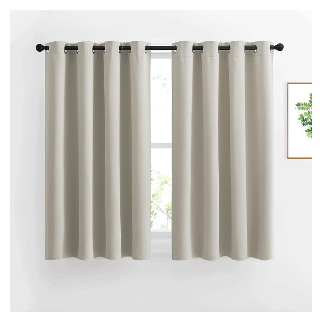 NICETOWN Thermal Insulated Natural Grommet Top Drapes 52"x54" 2 Panels Room Darkening Noise Reducing for Office