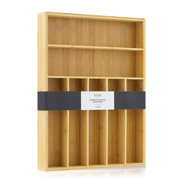 JoyJolt 7 Compartment Bamboo Drawer Organizer