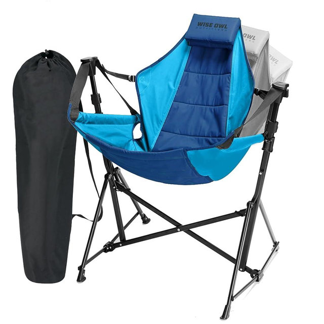 Wise Owl Outfitters Ultimate Comfort Camping Hammock Chair - Adjustable Height, Backrest, and Padded Seat - Perfect for Short & Tall Adventurers - Blue