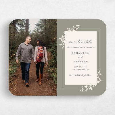 Green Rounded Wedding Save the Date - Viola Photo