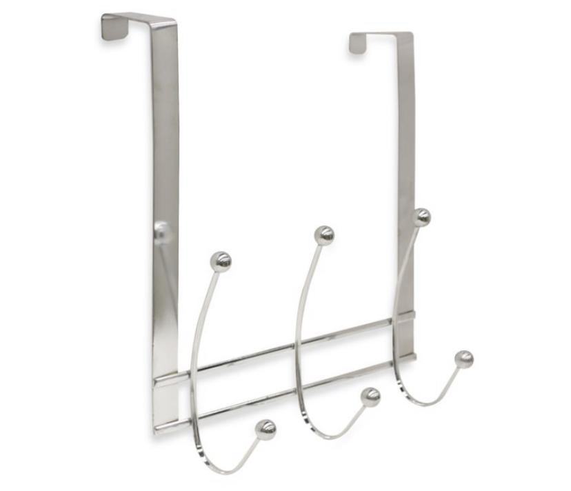Home Basics® Over-the-Door 3-Hook Flat Wire Hanger in Chrome